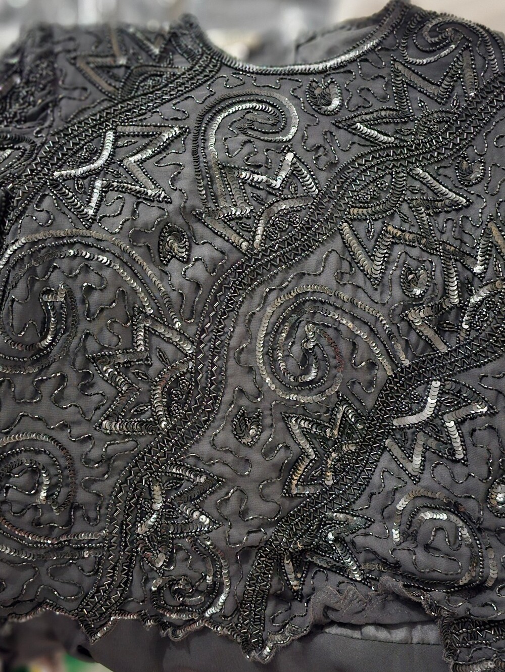 💜 Vintage Brilliante by JA Black Beaded Formal Mother Of The Groom Dress Large - Picture 2 of 7